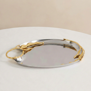 <b>Silver</b> Decorative Tray Featuring Contemporary Design Strong Construction And Fine Craftsmanship Ideal For <b>Coffee</b> <b>Table</b> Dining - Product Image 1