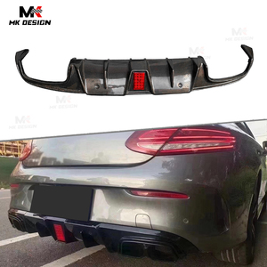 Becquet arrière en fibre de carbone de style BRS avec éclairage LED pour Mercedes Benz W205 C300 C43 C63 Coupé 2015-2021 Kit de carrosserie diffuseur arrière - Product Image 1