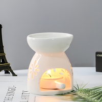 Diffuseur d'huiles essentielles en céramique léger, 4 pièces, brûleur d'encens, porte-bougie blanc en céramique