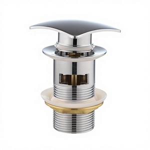 Vanne de vidange à <span class=keywords><strong>clic</strong></span>-<span class=keywords><strong>clac</strong></span> moderne en laiton chromé pour lavabo, évacuation filetée G1-1/4" pour cuisine et baignoire - Product Image 1