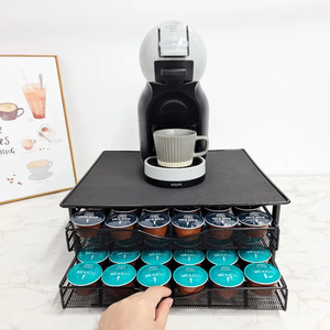 2 niveles <span class=keywords><strong>Dolce</strong></span> <span class=keywords><strong>Gusto</strong></span> 72 Uds. Organizador de cápsulas de café de doble capa soporte de cápsulas de café metal negro estilo moderno Almacenamiento de cápsulas de café - Product Image 2