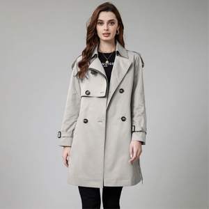 Véritable ODM/OEM Vente à chaud <span class=keywords><strong>Trench</strong></span> <span class=keywords><strong>beige</strong></span> personnalisé pour femmes Veste en cachemire pour filles Trenchs <span class=keywords><strong>mi</strong></span>-longs pour femmes - Product Image 2