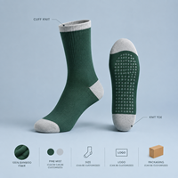 Chaussettes en fibre de bambou tricotées par le fabricant, modèle Dress Crew Pine Mist, avec structure talon-orteil, en fibre de bambou, entretien facile, logo personnalisé