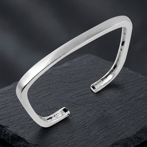 Minimalist 925 <b>Silver</b> <b>Cuff</b> <b>Bracelet</b> Unisex Everyday Wear Bangles Plain Design - Product Image 2