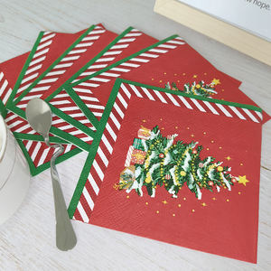 Serviettes et serviettes en papier <span class=keywords><strong>de</strong></span> Noël en pâte <span class=keywords><strong>de</strong></span> bois vierge 3 plis, style sac, pliées en 4 pour décorations festives - Product Image 5