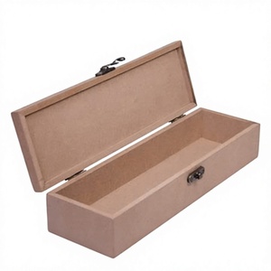Boîte de rangement en bois rectangulaire avec couvercle à charnières, organisateur d'artisanat, boîte à bijoux, matériau MDF, couleur brun clair - Product Image 1
