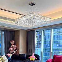 Lustre suspendu LED en cristal K9 linéaire de luxe léger contemporain américain en gros OEM/ODM pour villa, hôtel, hall