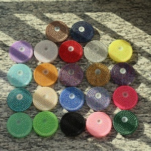 Tapas Brillantes de Plástico PP con Pedrería de 74 Colores Arcoíris Personalizadas, Resistentes a la Humedad, para Latas de Vidrio de 16oz y 20oz, Tema ROMANCE - Product Image 1