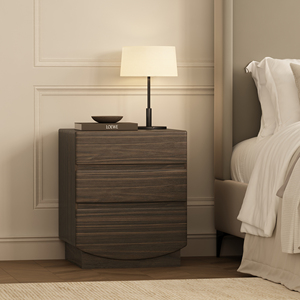 Nightstand In <b>Walnut</b> Wood Storage Unit For Bedroom Furniture - Product Image 2