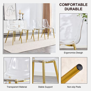 Modern Dining <b>Chairs</b> with Transparent Acrylic and Shiny Gold Legs Lightweight & Durable Home Furniture for Banquet Events - Product Image 6