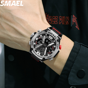 SMAEL 8087 Dual Display Quartz Watch ABS Alloy Shell 30-50M Waterproof PU Strap Multi Color Sports <b>Stop</b> Watch <b>Alarm</b> - Product Image 3