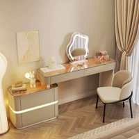 Table de toilette de luxe moderne et durable en MDF avec miroir LED pour maquillage