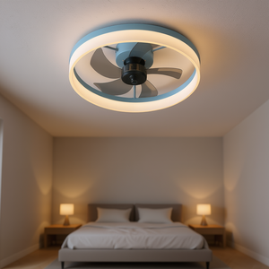 <b>LED</b> Ceiling Fan With <b>Light</b> Dimmable Embedded Flush Mount Blue Color 3 Blades DC Motor Remote <b>Control</b> Living Room D0100XFP3ZV - Product Image 2