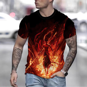 T-shirt <span class=keywords><strong>da</strong></span> uomo alla moda estiva <span class=keywords><strong>da</strong></span> uomo 3D Nezha demone bambino <span class=keywords><strong>mare</strong></span> Pattern ha ispirato il mio destino il mio destino manica corta ampia lavorata a maglia - Product Image 4
