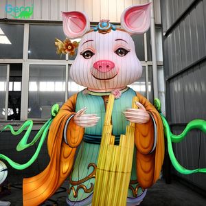 Lanterne géante GECAI pour l'extérieur, représentant les 12 signes du zodiaque chinois, cochon, avec structure en métal et éclairage LED en soie, 110/220V - Product Image 2