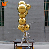 Grande Figure Abstraite Personnalisée Ballon Soufflant Sculpture Peinte En Acier Inoxydable Campus Centre Commercial Art Décoration Artisanat