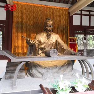 Statue von Hua Tuo in rotem Kupfer, historische Figur, großformatige individuelle menschliche Skulptur