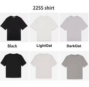 เสื้อยืดคอกลมทรงปกติ แขนสั้น สีพื้น ผ้าถัก 100% คอตตอน 320gsm คุณภาพสูง รุ่น 22SS สำหรับผู้ชาย สีดำ สไตล์ลำลอง สีโอ๊ตเข้ม - Product Image 1