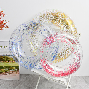 Bouée gonflable transparente à paillettes colorées avec poignées pour enfants, en PVC, directement de l'usine - Product Image 3