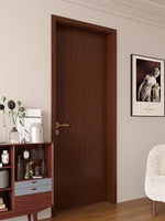 Porte en bois à charnières en placage de bois, style minimaliste, porte plate en bois moderne