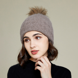 Chapeau d'hiver <span class=keywords><strong>en</strong></span> cachemire <span class=keywords><strong>pour</strong></span> femme, 9 couleurs, avec rayures, <span class=keywords><strong>Bonnet</strong></span> doux, chaud, <span class=keywords><strong>fourrure</strong></span> de lapin, <span class=keywords><strong>Bonnet</strong></span> <span class=keywords><strong>pour</strong></span> l'hiver - Product Image 3