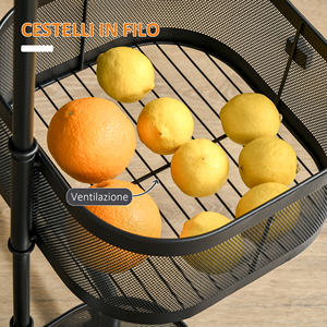 HOMCOM Carrito de comida con 4 cestas, superficie de soporte y ruedas, en acero y PP, 33x33x77 cm - Product Image 6