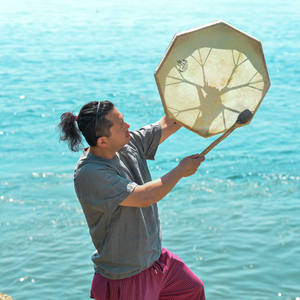 SUCCESS Günstiger Preis 40-60cm Handgefertigte Runde Schamanentrommeln aus Holz mit Natürlichem Ziegenfell Premium Percussion mit Tasche und Schlägel - Product Image 4