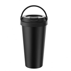 500ml Double Wall Insulated <b>Coffee</b> Mug Stainless Steel Water <b>Bottle</b> With Handle Lid - Product Image 1