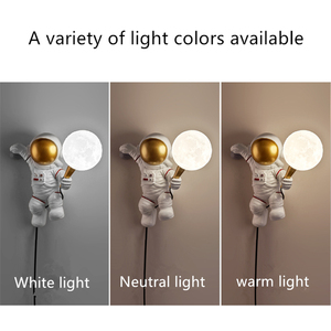 Nordic LED personalità astronauta luna camera dei bambini lampada da parete cucina sala da pranzo camera studio balcone corridoio lampada spaziale - Product Image 5