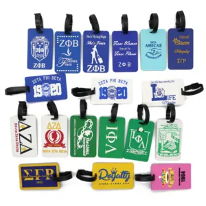 Royal blue zeta phi beta sorority rubber pvc luggage tag soft rubber hanging bag tags