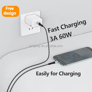 LUNG KAY New 2M 3M <strong>USB</strong> <strong>2.0</strong> C to Micro 3A Charging Cable Nylon Aluminum Alloy Shell Data Transmission 480Mbps Type-c Data Cables - Product Image 3