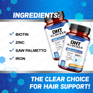טבעוני בריא צמיחת שיער חזקה שיער ויטמינים קפסולות נשירת שיער תוספת dht חוסם עם ביוטין ראה palmetto למבוגרים - Product Image 4