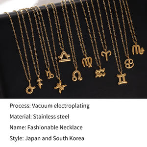 Moda 12 Constelaciones Zodiac Charm collares acero chapado en oro collar venta al por mayor moda colgante joyería para regalo - Product Image 3