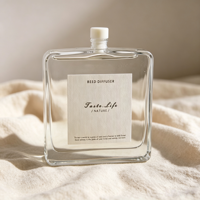 Bouteille diffuseur de parfum YORK en verre 100 ml avec fond épais, impression couleur personnalisée, pulvérisateur à pompe, bouchon et bâtonnets en fibre