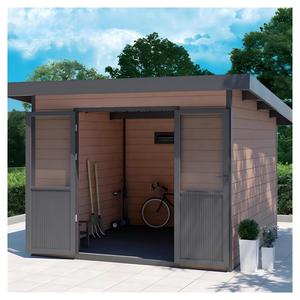 Abri <span class=keywords><strong>de</strong></span> jardin en bois WPC Série D, moderne, préfabriqué, avec panneaux sandwich en acier, pour rangement extérieur, appartement, atelier, entrepôt - Product Image 5