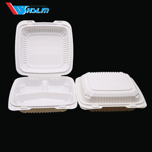 Rectángulo 8 Pulgadas 3 Compartimentos Desechable Plástico Contenedor de Alimentos Flip-top <span class=keywords><strong>Restaurante</strong></span> Take-out Desechable Fiambrera - Product Image 1