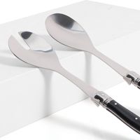 2-teiliges Umweltfreundliches Laguiole-Style Metall Edelstahl Salatbesteck-Set Servierlöffel Gabel Spülmaschinenfest