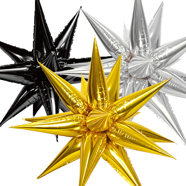 CYmylar Jumbo Size 50inch Starburst Balloon Helium Fly Star Cone Explosion Mylar Balloon Globos for Wedding Birthday Decor