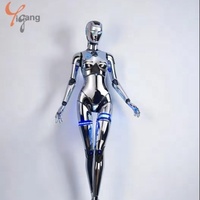 Patung Resin Berlapis Elektroplating Gaya Art Deco Robot Sci-Fi Desain Tahan Lama untuk Hotel, Ruang Tamu, dan Ruang Pameran