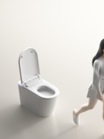 Meilleures ventes : Siège de toilette intelligent monobloc moderne avec capteur automatique, bidet, siège chauffant, lavage féminin, drainage P-Trap et S-Trap, télécommande
