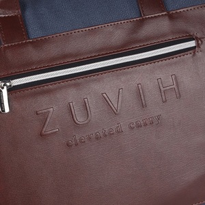 Jute Emboss Blue Brown Laptop <b>Bag</b> Stylish and Durable <b>Bag</b> for Office Business Travel College & Daily Use - Product Image 6