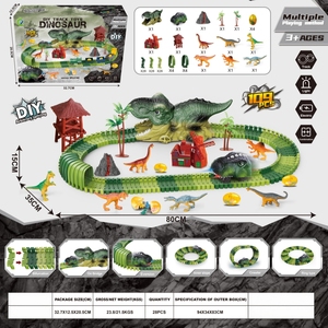 Jouets de construction de circuit de dinosaures DIY avec tunnel, 173 pièces, ensemble de train électrique, kit de construction ferroviaire STEM, cadeau de Noël en gros pour enfants - Product Image 6