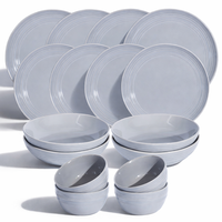 Service de table en porcelaine de luxe Guangda, vaisselle en grès de qualité supérieure, assiettes et bols gris brillants pour la maison et la cuisine