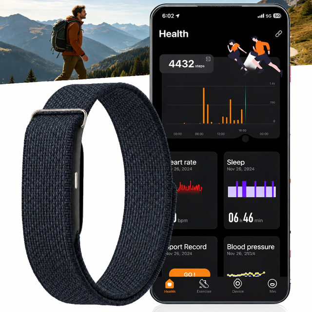 OEM ODM ETQ18 No Screen Activity Tracker HRV SpO2 BP Sleep GPS Running 3 Color Lights 1 ATM Waterproof OTA DND