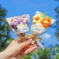 Bouquet cadeau portable en laine tricotée, petit bouquet de fleurs simulées, tournesol, fleur artificielle