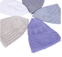 Chapeau sans bord haut de gamme en maille style melon, bonnet tricoté en coton pour homme, style Kufi, respirant et extensible, toutes saisons