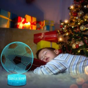 โคมไฟรูปทรงฟุตบอล 3 มิติ พร้อมรีโมทคอนโทรล ไฟ LED ระบายความร้อน ของขวัญสำหรับเด็ก ไฟกลางคืนรูปทรงลูกฟุตบอล ฐานสีดำ ไฟ LED 16 สี - Product Image 4