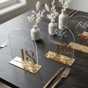 LANJO Modern 2D Flat Golden Acrylic Wedding <b>Table</b> Number Seat <b>Cards</b> Durable Stand 1-20 - Product Image 3