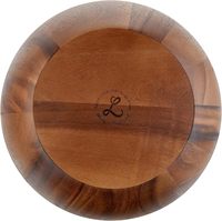 Ensemble de bols de service rustiques en bois d'acacia poli pour salades et pâtes, grandes fourchettes incluses, faciles à nettoyer, idéal pour les repas et les cadeaux.