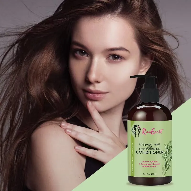 Raw Earth Organics Rosemary Mint Strengthening Leave-In Conditioner, mendukung kekuatan rambut, Kondisioner halus